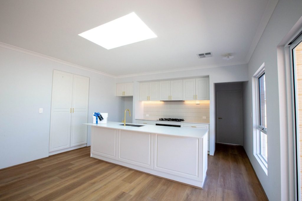 Kitchen under a skylight