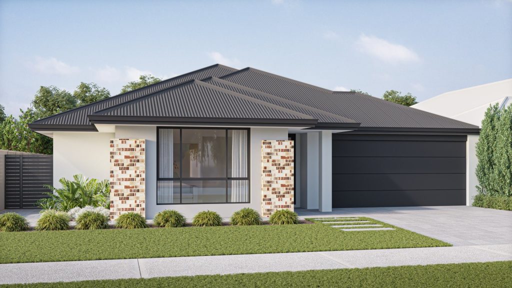 Artist's impression of The Cherry, a single-storey home with a double garage