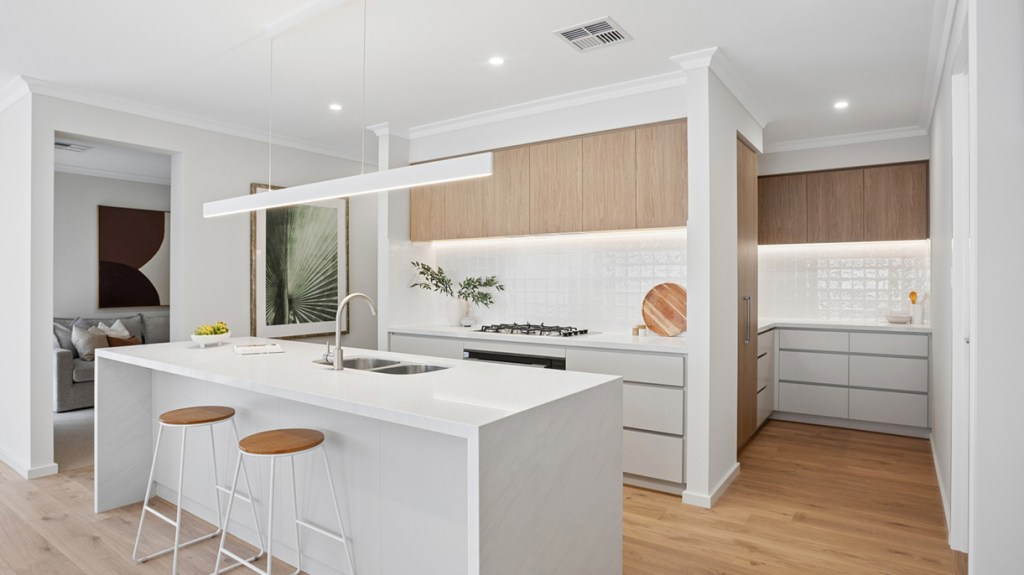 White kitchen with island